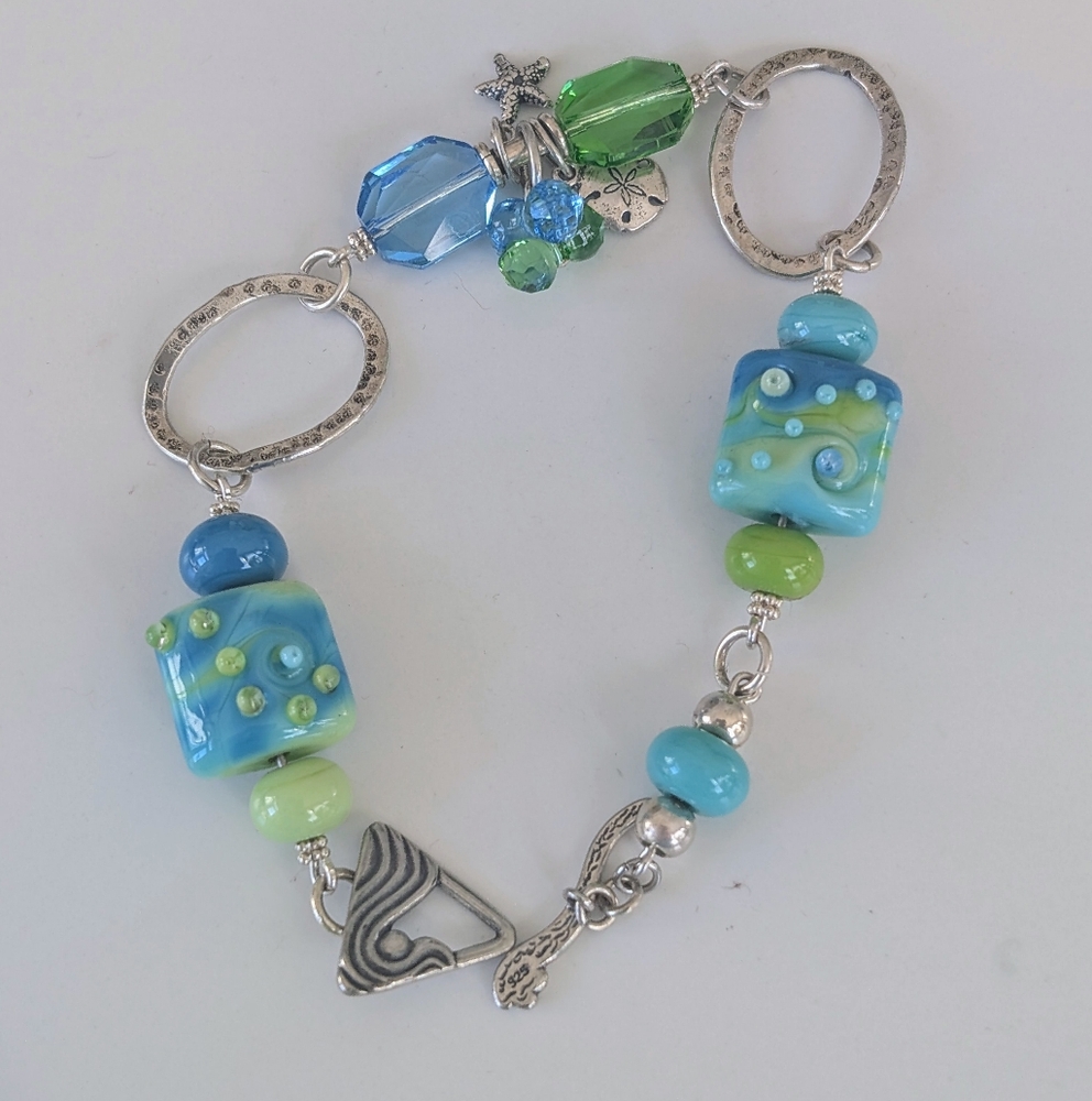 Sterling Silver and Artisan Beaded Bracelet
